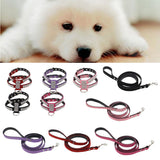 Maxbell Maxbell Bling Diamond Crystal Collar Pet Cat Dog Harness Chest Strap Lead Pink S