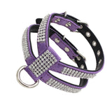 Maxbell Maxbell Bling Diamond Crystal Collar Pet Cat Dog Harness Chest Strap Lead Purple S