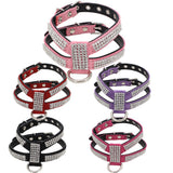 Maxbell Maxbell Bling Diamond Crystal Collar Pet Cat Dog Harness Chest Strap Lead Purple S