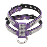 Maxbell Maxbell Bling Diamond Crystal Collar Pet Cat Dog Harness Chest Strap Lead Purple M