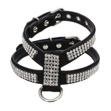 Maxbell Maxbell Bling Diamond Crystal Collar Pet Cat Dog Harness Chest Strap Lead Black S