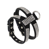 Maxbell Maxbell Bling Diamond Crystal Collar Pet Cat Dog Harness Chest Strap Lead Black S