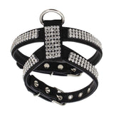 Maxbell Maxbell Bling Diamond Crystal Collar Pet Cat Dog Harness Chest Strap Lead Black S