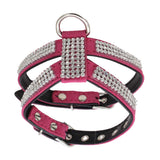 Maxbell Maxbell Bling Diamond Crystal Collar Pet Cat Dog Harness Chest Strap Lead Rose Red M