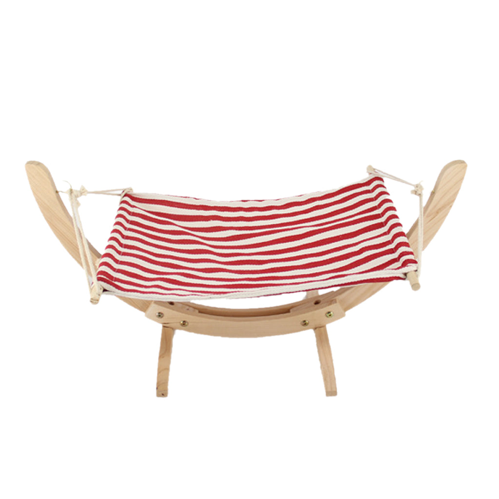 Maxbell Maxbell Pet Cat Hanging Hammock Sturdy Wood Bed for Ferret Small Animal Red Stripe