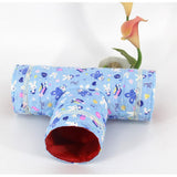 Maxbell Maxbell 3 Way Pet Tunnel Play Hide Tube House Beddind for Guinea Pig Hamster Small Animal Blue