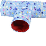 Maxbell Maxbell 3 Way Pet Tunnel Play Hide Tube House Beddind for Guinea Pig Hamster Small Animal Blue