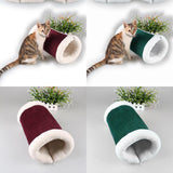 Maxbell Maxbell 2 in 1 Tube Cat Play Tunnel Warm Carpet Mat Small Animals Bed Pet Toy Red_S