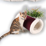 Maxbell Maxbell 2 in 1 Tube Cat Play Tunnel Warm Carpet Mat Small Animals Bed Pet Toy Red_S