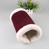 Maxbell Maxbell 2 in 1 Tube Cat Play Tunnel Warm Carpet Mat Small Animals Bed Pet Toy Red_S