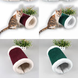 Maxbell Maxbell 2 in 1 Tube Cat Play Tunnel Warm Carpet Mat Small Animals Bed Pet Toy Red_L