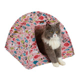 Maxbell Maxbell Fish Pattern Portable Folding Cat Kitten Camp Tent Bed Den House Home Pink