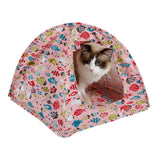 Maxbell Maxbell Fish Pattern Portable Folding Cat Kitten Camp Tent Bed Den House Home Pink