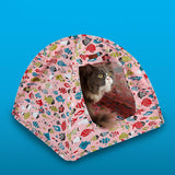 Maxbell Maxbell Fish Pattern Portable Folding Cat Kitten Camp Tent Bed Den House Home Pink