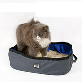 Maxbell Maxbell Portable and Foldable Cat Litter Box Case Kitty Toilet Seat Dusty Blue