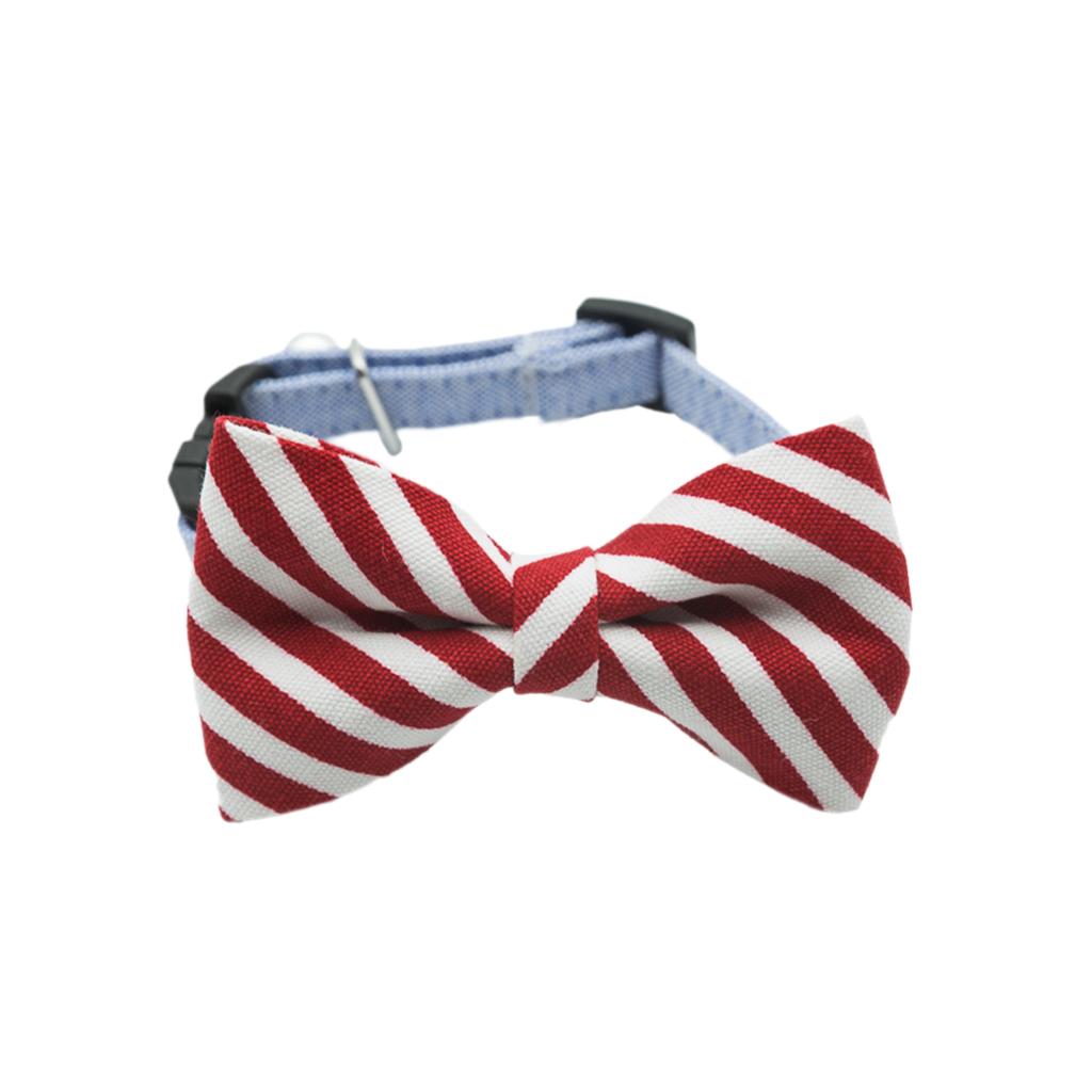 Maxbell Maxbell Pet Dog Cat Holiday Party Bow Tie Collars With Ring Bell M Red-Stripe