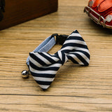 Maxbell Maxbell Pet Dog Cat Holiday Party Bow Tie Collars With Ring Bell S Blue-Stripe