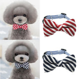 Maxbell Maxbell Pet Dog Cat Holiday Party Bow Tie Collars With Ring Bell S Blue-Stripe