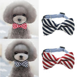 Maxbell Maxbell Pet Dog Cat Holiday Party Bow Tie Collars With Ring Bell S Blue-Stripe
