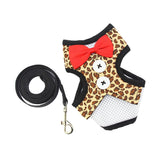 Maxbell Maxbell Adjustable Dog Harness Traction Rope Dog Vest Clothes Leopard Print