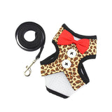 Maxbell Maxbell Adjustable Dog Harness Traction Rope Dog Vest Clothes Leopard Print