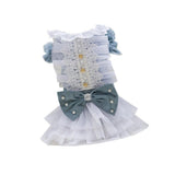 Maxbell Maxbell Dog Wedding Dress Denim Lace Stitch Dress Clothes Bownot Princess Skirt M