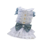 Maxbell Maxbell Dog Wedding Dress Denim Lace Stitch Dress Clothes Bownot Princess Skirt M