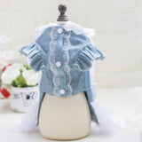 Maxbell Maxbell Dog Wedding Dress Denim Lace Stitch Dress Clothes Bownot Princess Skirt M