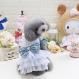 Maxbell Maxbell Dog Wedding Dress Denim Lace Stitch Dress Clothes Bownot Princess Skirt M