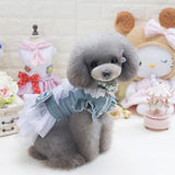 Maxbell Maxbell Dog Wedding Dress Denim Lace Stitch Dress Clothes Bownot Princess Skirt M