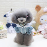 Maxbell Maxbell Dog Wedding Dress Denim Lace Stitch Dress Clothes Bownot Princess Skirt M