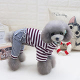 Maxbell Maxbell Adorable Puppy Jumpsuit Teddy Pantsuit Dog  Stripes Clothes 100% Cotton M