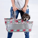 Maxbell Strong Canvas Mesh Pet Carrier Dog Cat Puppy Travel Bag Tote Handbag Grey