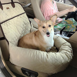 Maxbell Maxbell Functional Pet Front Seat Cover Protector Soft Pet Booster Bed&Lounge Beige