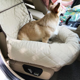 Maxbell Maxbell Functional Pet Front Seat Cover Protector Soft Pet Booster Bed&Lounge Beige