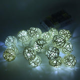 Maxbell LED Rattan Ball String Fairy Light for Christmas Decor 2.2m-20 Led White - Aladdin Shoppers