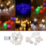 Maxbell LED Rattan Ball String Fairy Light for Christmas Decor 2.2m-20 Led White - Aladdin Shoppers