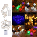 Maxbell LED Rattan Ball String Fairy Light for Christmas Decor 2.2m-20 Led White - Aladdin Shoppers