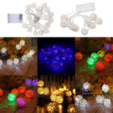 Maxbell LED Rattan Ball String Fairy Light for Christmas Decor 2.2m-20 Led White - Aladdin Shoppers