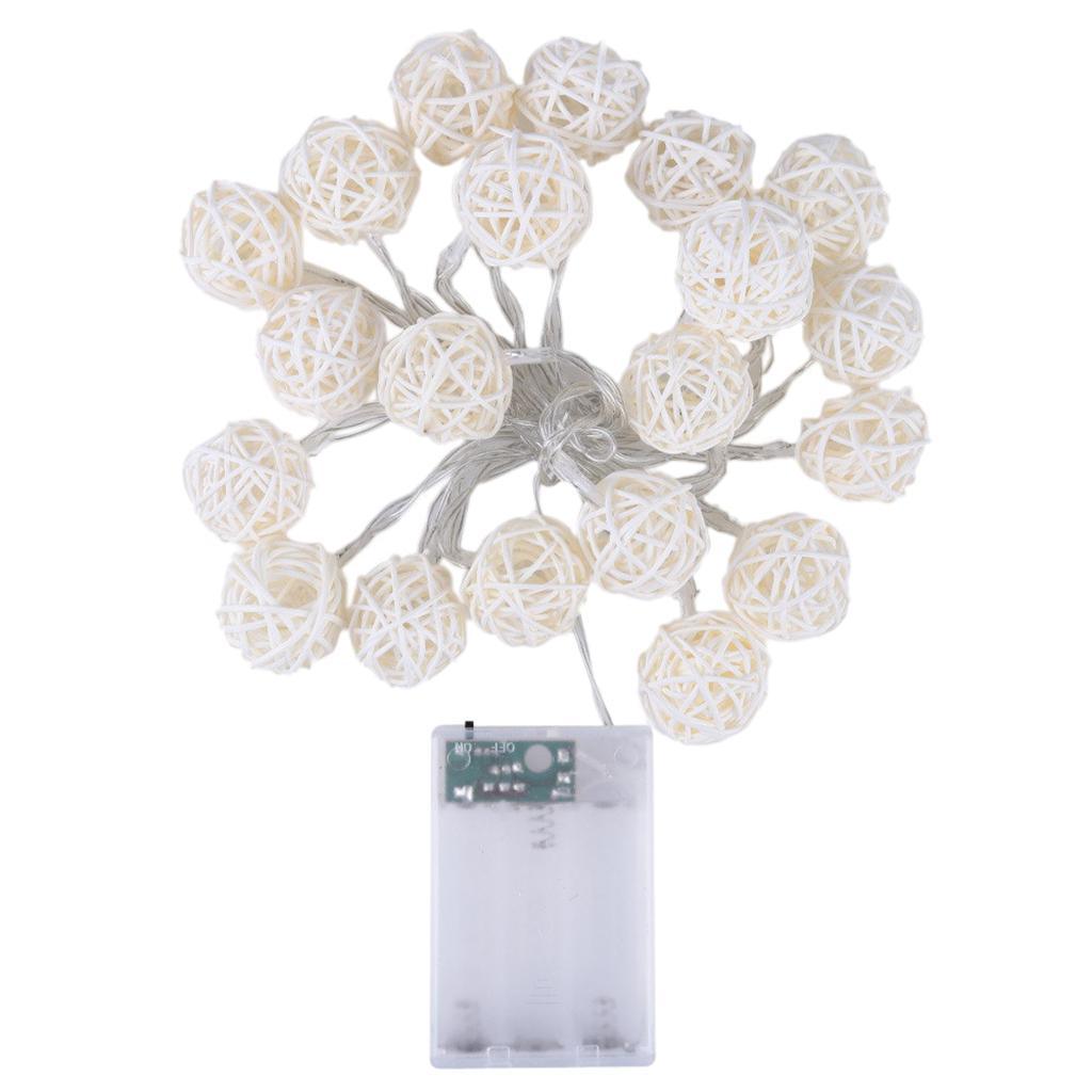 Maxbell Maxbell LED Rattan Ball String Fairy Light for Christmas Decor 2.2m-20 Led White