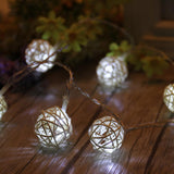 Maxbell LED Rattan Ball String Fairy Light for Christmas Decor 2.2m-20 Led White - Aladdin Shoppers