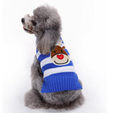 Maxbell Maxbell Christmas Dog Stripe Knit Sweater Winter Apparel Jumpsuit Clothes L Blue