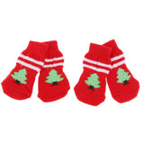 Maxbell Maxbell Christmas Theme Red Pet Non-slip Botton Socket Indoor Wear Keep Warm Socks L