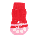 Maxbell Maxbell 4 Piece Bone Print Pet Non-slip Botton Socket Indoor Wear Warm Socks Red L