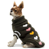 Maxbell Maxbell Colorful Heart-shaped Design Pet Knitted Sweater Winter Keep Warm Apparel L