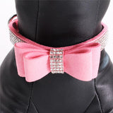 Maxbell Maxbell Pet Collar Crystal Rhinestone Bowknot Adjustable Necklace XXS Pink