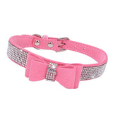 Maxbell Maxbell Pet Collar Crystal Rhinestone Bowknot Adjustable Necklace XXS Pink