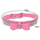 Maxbell Maxbell Pet Collar Crystal Rhinestone Bowknot Adjustable Necklace XS Pink