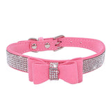 Maxbell Maxbell Pet Collar Crystal Rhinestone Bowknot Adjustable Necklace XS Pink