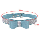 Maxbell Maxbell Pet Collar Crystal Rhinestone Bowknot Adjustable Necklace XS Blue